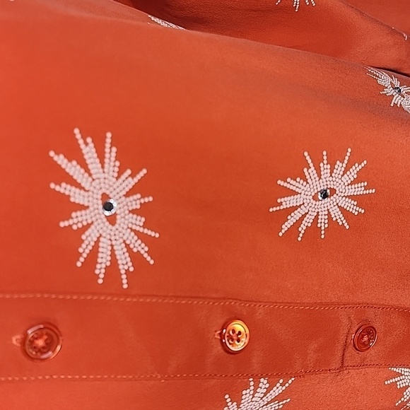 NWT Equipment Ava Clean with Contrast Silk Blouse in Spicy Orange Size‎ Medium - Picture 8 of 13